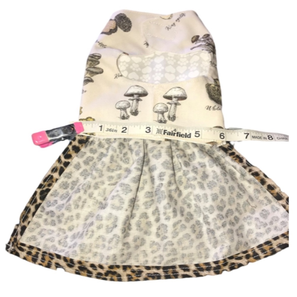 Handmade Cheetah Print/Mushroom Dog Dress- Size Small - Picture 9 of 10